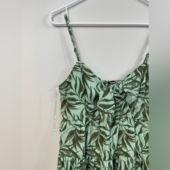 Leaf Print Green Kids Midi Mini Dress SunDress by Trixxi Size M - Picture 3 of 13